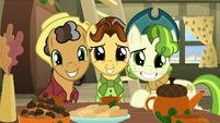 Oak Nut, Butternut, and Pistachio grin at Rarity MLPBGE