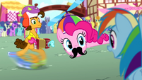Pinkie with a hat and moustache S4E12