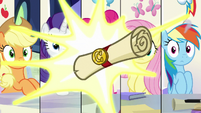 Scroll materializes before main ponies S9E4