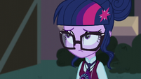 Twilight's glasses trail down her face again EG3