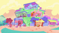 Wide view of Mane Six building go-karts PLS1E9a