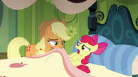 AJ pulls a blanket onto a worried Apple Bloom S5E04