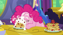 Pinkie Pie eating pancakes messily S5E3