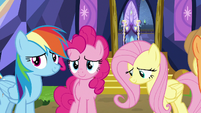 Rainbow, Pinkie, and Fluttershy moved by Twilight's words S7E14