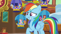Rainbow nervously watching the grannies stretch S8E5