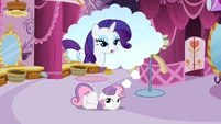 Sweetie Belle recalling Rarity's words to her.