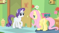 Rarity comforted by Fluttershy telling the truth.