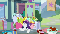 Rarity falls and drops her shopping bags S9E19