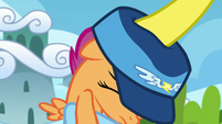 Spitfire sticks a hat on Scootaloo's head S8E20