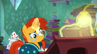 Sunburst bumps into his reading stand S8E8