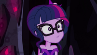 Twilight Sparkle smiling adorkably at Timber EG4