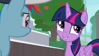 Twilight rolls her eyes at Rainbow Dash S9E15