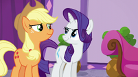 AJ and Rarity totally not buying it S6E10