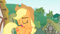 Applejack looking behind while talking S01E15