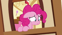 Pinkie Pie looking down at Rainbow Dash S7E23