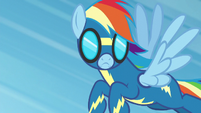 Rainbow Dash looking down at Spitfire S6E7