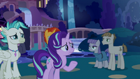 Starlight shrugging at her friends S9E11