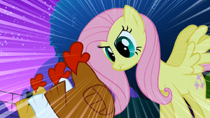 Fluttershy olhando para as galinhas T1E17