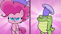 Pinkie Pie and Gummy looking annoyed PLS1E9a