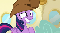 Twilight smiling nervously.