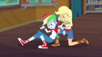 Applejack helps Rainbow Dash off the floor EG4