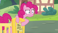Pinkie Pie points at the third clue S5E19