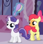 Apple Bloom getting disguised as filly Applejack