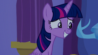 Twilight grinning with embarrassment S8E11