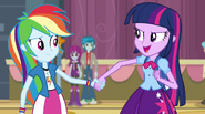 Twilight holding Rainbow Dash's hand EG2