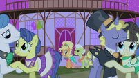 Applejack and Granny Smith looking at ponies dancing S4E13