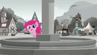 Pinkie Pie behind the water fountain MLPRR
