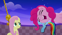 Pinkie Pie singing on screen's right side MLPRR