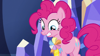 Pinkie Pie wearing an ambassadorship ribbon S7E11