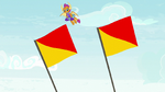 Rainbow's flags flapping in the wind S9E15