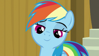 Rainbow Dash smiling with pride S9E6