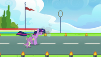 Rainbow Dash speeding off-screen S9E26