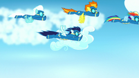 Rainbow and Bolts race across the sky S8E18