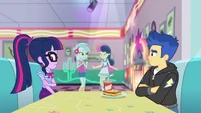 Two people still get to talk to each other and get along, despite the awkwardness of one of the people having a crush on the doppleganger of the other person.
