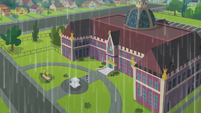 Canterlot High School exterior during rainfall SS6