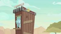 Ticket Pony laughing behind ticket window S8E23