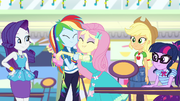 Fluttershy hugging Rainbow Dash EGHU