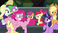 Pinkie Pie about to speed away S6E7