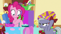 Pinkie Pie looks at smashed gift box MLPBGE