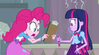 Pinkie Pie shocked about Twilight's Penmanship