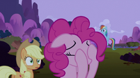 Pinkie Pie putting hoof on face S2E03