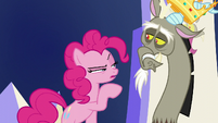 Pinkie looking at Discord closely S5E22