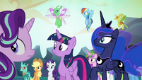Ponies and changelings hear moving rubble S6E26