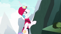 Princess Celestia climbing a mountain S9E13