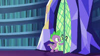 Spike entering the castle library S7E15