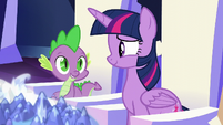 Twilight and Spike looking at each other S5E26